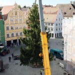 “Oh Tannenbaum…” | Rund 30 Jahre alte Fichte als Christbaum auf dem Marktplatz Memmingen aufgestellt