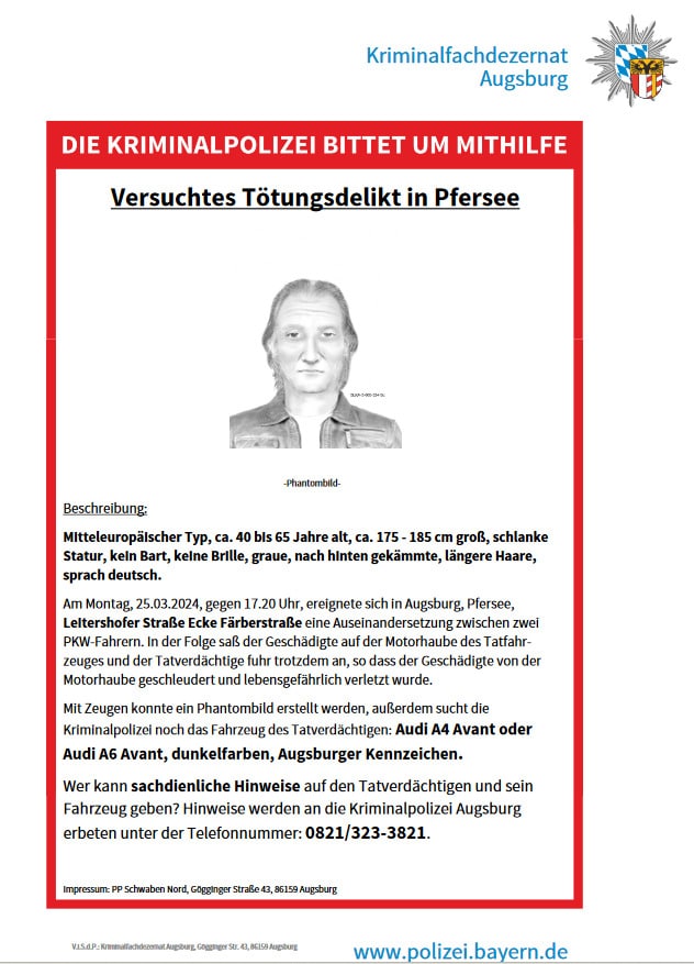 Mann Wird Bei Streit In Pfersee Lebensbedrohlich Verletzt - Polizei Sucht Mit Phantombild Nach Dem Mutmaßlichen Angreifer