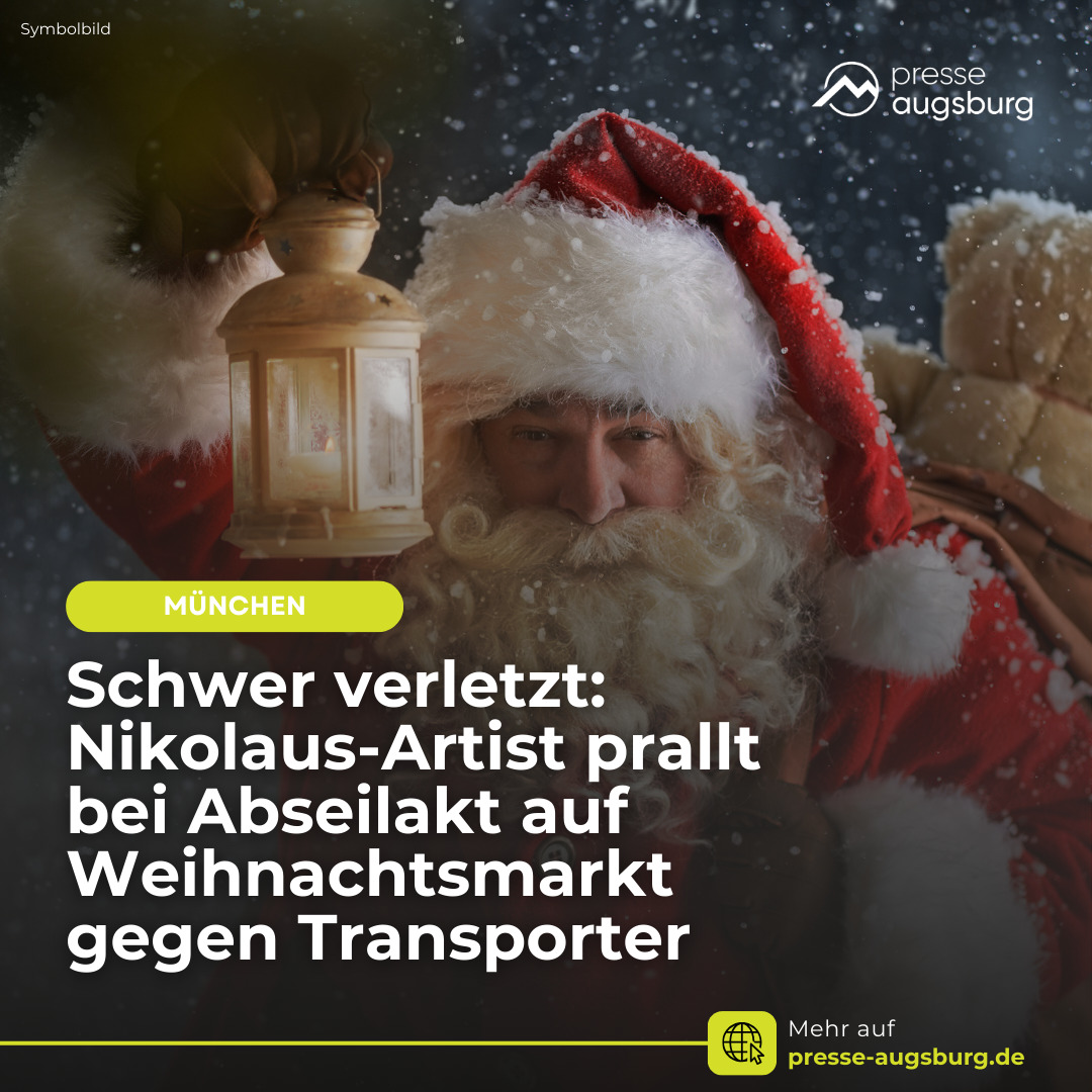 Schwerer Unfall: Nikolaus-Artist prallt bei Abseilakt in München gegen Transporter