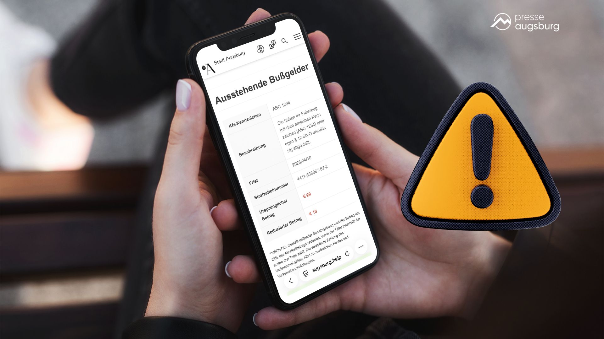 Stadt Augsburg warnt vor Fake-SMS zu angeblichen Verkehrsverstößen