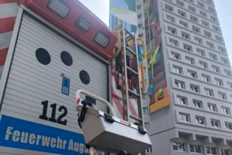 Rauchentwicklung im “Peacetower”:  Feuerwehr rückt zu Brand in Augsburger Hochhaus aus