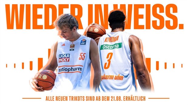 Neue Trikots – Ratiopharm Ulm  bringt Weiß zurück aufs heimische Parkett