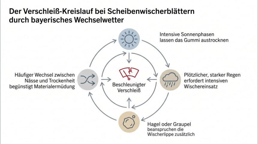 Warum bayerisches Wechselwetter Scheibenwischerblätter schneller verschleißen lässt